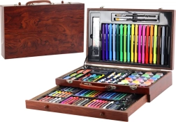 Set de arte en maletín de madera 123 piezas