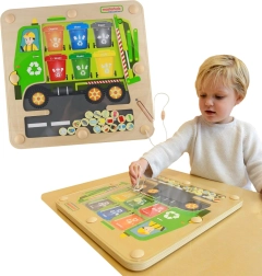 Masterkidz tablero magnético para clasificar residuos – camión de reciclaje Montessori
