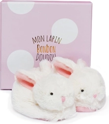 Doudou set de botitas rosas con sonajeros Conejito para bebés 0-6 meses