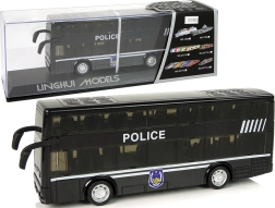 Autobús policial de dos pisos con tracción por fricción y efectos de luz y sonido