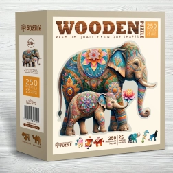 Puzzle de madera Elefantes a la moda, 250 piezas