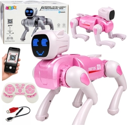 Perro robot interactivo con IA y control remoto Bluetooth, rosa