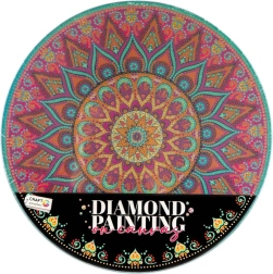 Kit creativo de pintura con diamantes – mandala floral en lienzo redondo de 30 cm