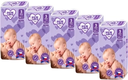 Pañales desechables para niños New Love Premium Comfort 3 Midi 4–9 kg, megapack 5×48 uds.