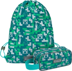 Set escolar MINECRAFT Silver Creeper – estuche y bolsa con cordón para zapatillas