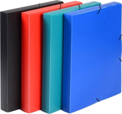 Caja de archivo A4 con goma elástica de polipropileno, negra