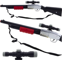 Rifle infantil con mira, efectos de sonido, negro y plateado, 65 cm