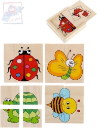 WOODY Minipuzles de madera con animalitos 4 en 1