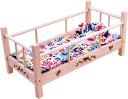 Cuna de madera para muñecas de 50 cm con ropa de cama
