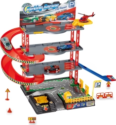 Estación de aparcamiento con helicóptero y coches de metal 59 × 27 × 39 cm