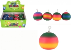 Pelota antiestrés apretable de 11 cm – pelota de silicona arcoíris con colgante