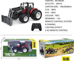Tractor teledirigido con pala 1:24 rojo