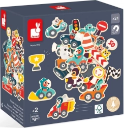 Imanes de madera con coches para niños