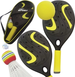 Woopie set de palas con pelota de espuma y cesta para playa y jardín