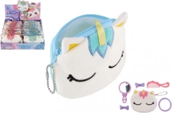 Cartera de ante para niña con unicornio y accesorios para el cabello