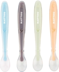 Cucharitas de silicona NATTOU con punta blanda, set de 4 uds.