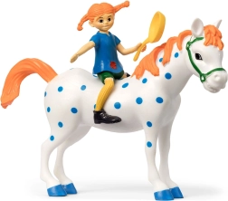 Figura de Pippi Calzaslargas con el caballo Alfonso y una sartén