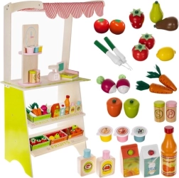 Supermercado infantil de madera KRUZZEL con puesto, caja y fruta