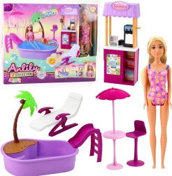 Muñeca ANLILY en la playa con piscina y puesto de bebidas