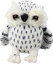 Pequeño búho de peluche blanco con puntos negros 15 cm