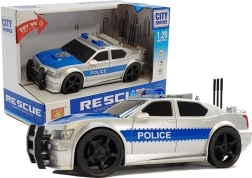 Coche de policía a pilas 1:20 con luces y sonidos, plateado