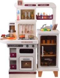 Cocina infantil interactiva beige con efectos de luz, sonido y vapor