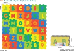 Puzle de espuma para suelo 36 piezas con números y letras de EVA para niños 10m+