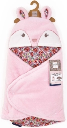 Doudou: manta de felpa rosa con capucha Boh'aime 70 cm