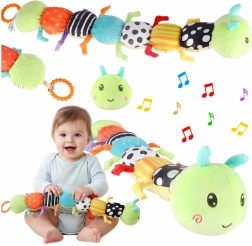 Oruga de peluche interactiva para bebés con música