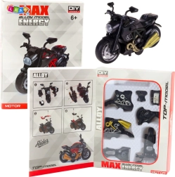 Modelo metálico de motocicleta para montar 1:14, negro con elementos dorados