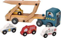 Juego de transporte de coches de madera con vehículos