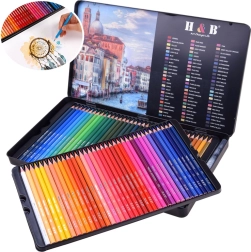 Set de lápices acuarelables en estuche metálico, 72 colores