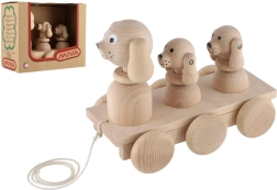 Juguete de arrastre de madera tres perros 22 cm