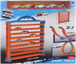Pista 3 en 1 con cochecitos y garaje