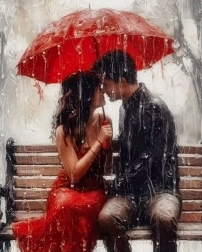 Pintura de diamantes Amor en cualquier clima 30 × 40 cm
