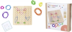 Tablero geométrico Montessori con gomas elásticas de colores