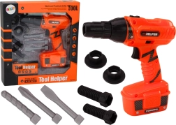 Taladro infantil a pilas con brocas y tornillos naranja