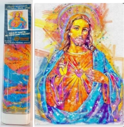 Pintura con diamantes Jesús radiante 30x40 cm