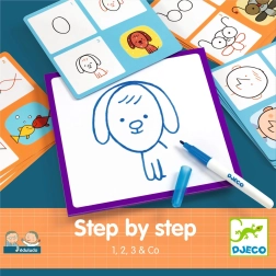 DJECO Paso a paso: aprende a dibujar 1, 2, 3