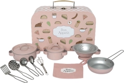 Jabadabado juego de cocina infantil de utensilios en maletín rosa - 1 unidad