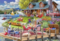 Puzzle Cabaña de Montaña junto al Lago 1000 Piezas Bluebird