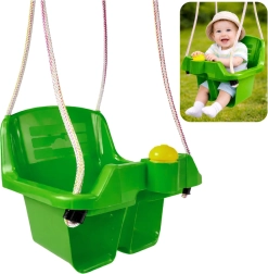 Hamaca colgante infantil verde tipo balancín con asiento de seguridad