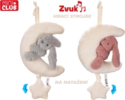 Luna de peluche con conejito y mecanismo musical de cuerda 35 cm