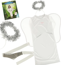 Disfraz infantil de angelito con aureola, 4 piezas, talla S