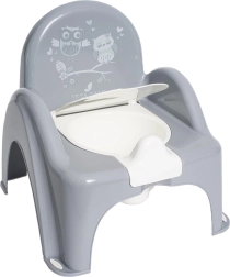 Orinal infantil musical con tapa Búhos, gris