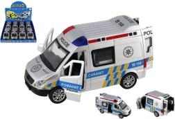 Coche de policía de plástico de 15 cm con luz y sonido, con motor de inercia