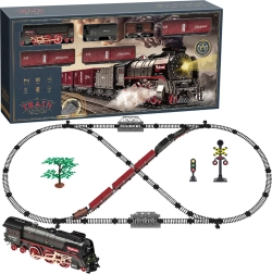 Tren eléctrico – locomotora de vapor con sonido, luz y humo a pilas