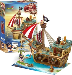 Rompecabezas 3D de barco pirata con tesoro