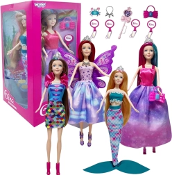 WOOPIE Set de 4 Princesas Mágicas - Caja de Muñecas 4en1 con Accesorios