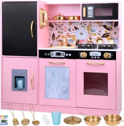 Cocina retro de madera para niños con nevera y horno